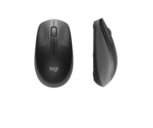 Logitech M190 Full-Size Wireless Mouse, RF Wireless, 1000 DPI, Charcoal