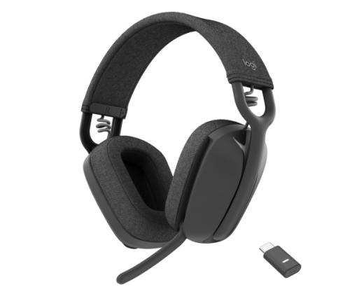 Logitech Zone Vibe Wireless MS Teams Wireless Headphones, USB-C Bluetooth receiver, Graphite