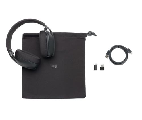 Logitech Zone Vibe Wireless MS Teams Wireless Headphones, USB-C Bluetooth receiver, Graphite