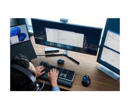 Kensington ProFit Ergo TB450 Trackball Wireless Mouse, RF Wireless + Bluetooth, 1600 DPI, Black/Blue