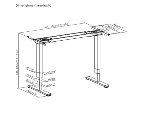 Adjustable Height Table Up Up Bjorn II Gray, Table top M White