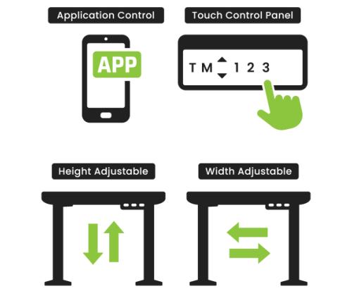 Adjustable Height Table Up Up Bjorn White, Table top L Black