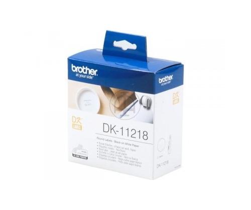 Brother DK-11218 Round Labels, Black on White Paper, 24 mm, 1000 labels per roll
