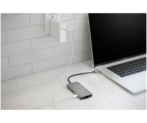 Kensington UH1400P Mobile Hub/Docking Station, 8-in-1 USB-C, Gray