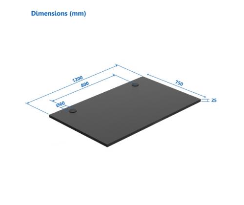 Up Up Table top M Black, 1200x750x25mm (Laminated particle board)
