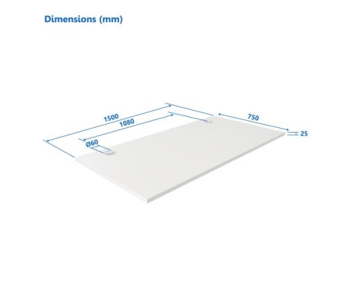 Up Up Table top L White, 1500x750x25mm (Laminated particle board)