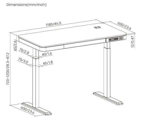 Adjustable Height Table Up Up Balder II Black
