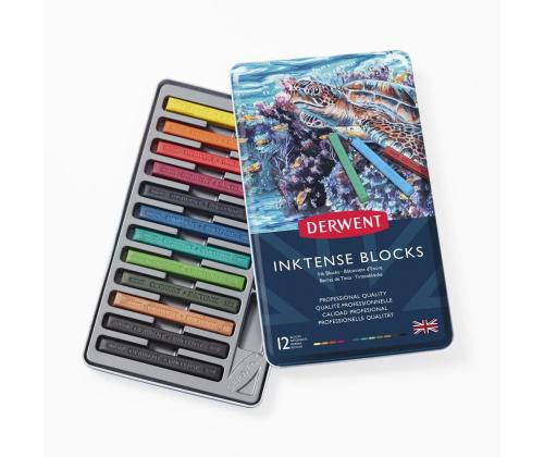 Akvarellikriidid Derwent Inktense 12tk metallkarbis