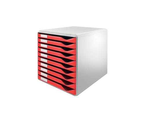 Sahtliboks 285x290x355 LEITZ 10-sahtliga A4 punane