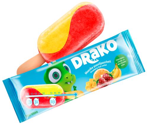 DRAKO Maasika-puuviljasorbett 100ml90gx 40tk