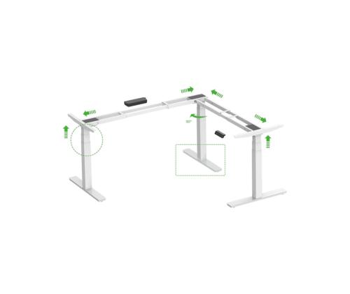 Elektriline töölauaraam nurgaga Easy TRIO 3-mootoriga 4 mälukohaga hall