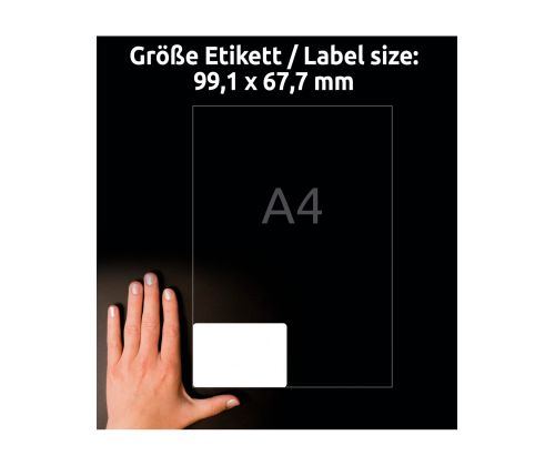 Kleebisetikett polüesterkilest ilmastikukindel AVERY Zweckform 99,1 x 67,7mm 20 lehte pakis (L4715-20)