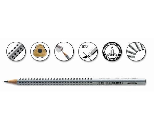 Harilik pliiats FABER-CASTELL Grip 2001 B ergonoomiline teritatud kummiga