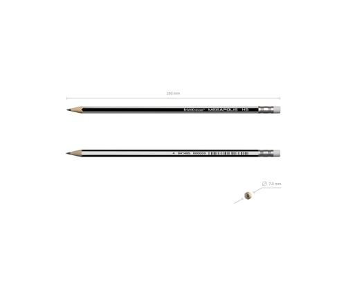 Harilik pliiats HB kummiga ERICH KRAUSE Megapolis teritatud 12tk pakis