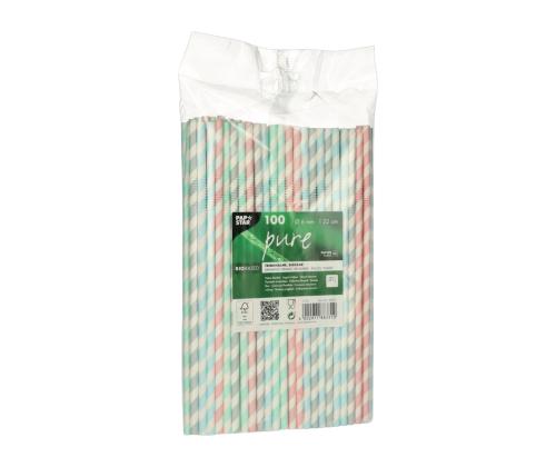 Joogikõrred paberist painduvad 220x6mm 100tk (triibul.)