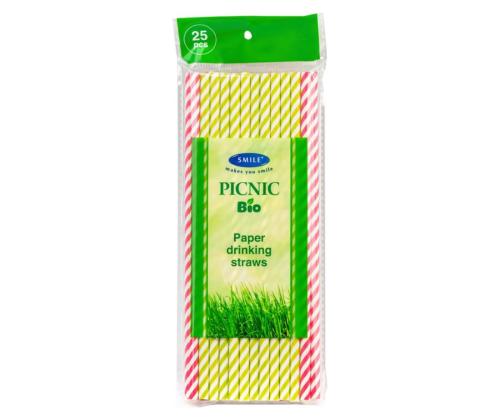 Joogikõrred SMILE paberist, Ø 6mm, 25 tk, rohelinepunane