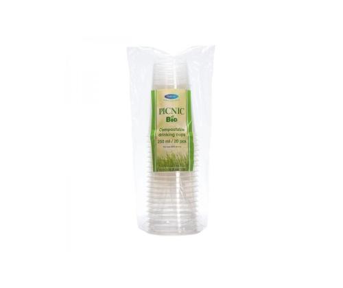 Joogitops 250ml läbipaistev biolagunev PLA 20tkpk