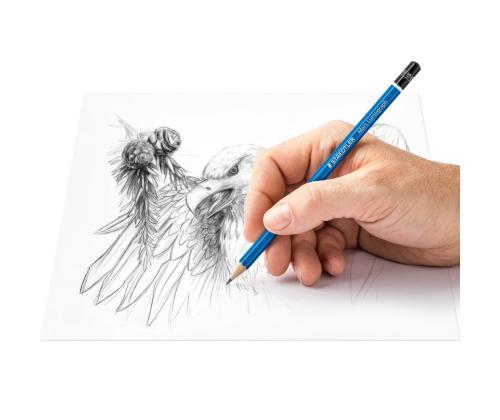 Joonistuspliiatsite komplekt STAEDTLER Mars Lumograph 6tk+teritaja+kustukumm