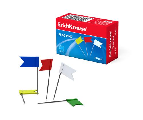 Kaardinõelad lipukesed ERICH KRAUSE värvivalik 50tk pakis