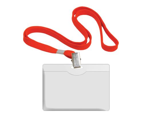 Kaelapael FOROFIS plastikust 90x58mm horisontaalne, punane, 42cm, polüester	