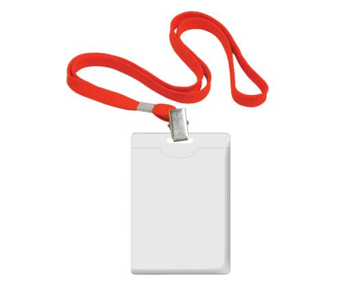 Kaelapael FOROFIS plastikust 90x58mm vertikaalne, punane, 42cm, polüester