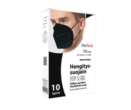 Kaitsemask respiraator FinTurk Canbey FFP2 klapita 10tk pakis must