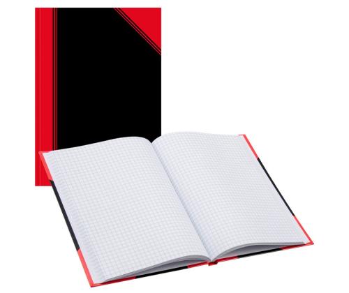 Kaustik raamatköites A4 ruuduline BANTEX Notes must/punane 96 lehte