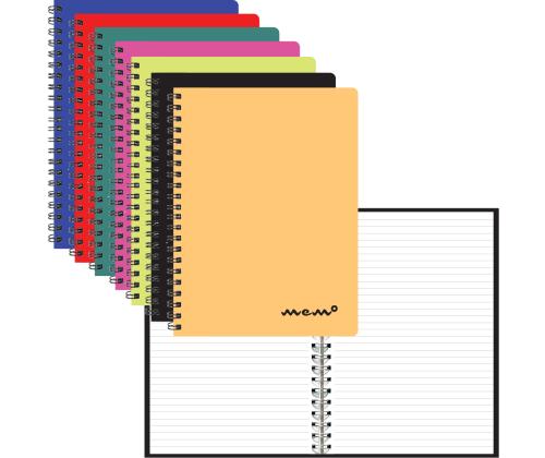 Kaustik spiraalköites A4 jooneline plastkaaned värvivalik MEMO 60 lehte