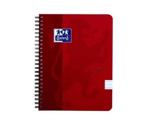 Kaustik spiraalköites A5+ jooneline OXFORD Touch kartongkaaned punane 70 lehte