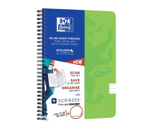 Kaustik spiraalköites A5+ jooneline OXFORD Touch kartongkaaned roheline 70 lehte