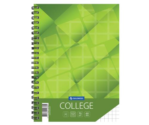 Kaustik spiraalköites A5 MEMO 7x7 ruuduline kartongkaaned 60 lehte