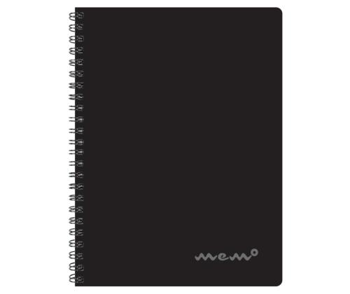 Kaustik spiraalköites A5 MEMO ruuduline plastkaaned must 60 lehte