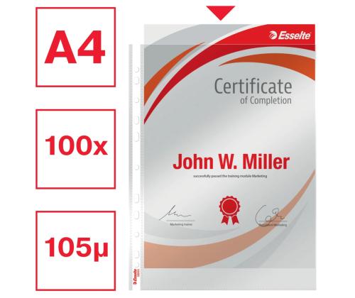 Kiletasku köidetav A4 ESSELTE 105mic ülevalt avatud kirgas 100tk