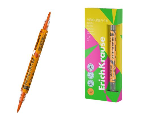 Tekstimarker, kahepoolne ERICH KRAUSE Visioline V-16 Brush Neon, orange