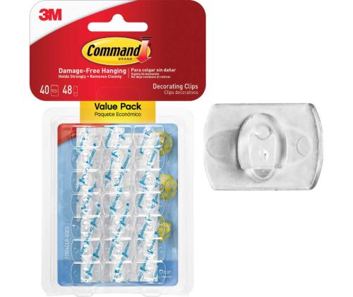 Kinnituskonksud 3M COMMAND 17026CLR 20tk pakis läbipaistvad