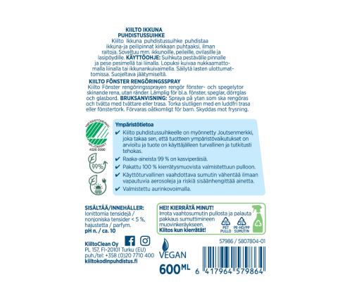 Klaasipuhastusvahend KIILTO Ikkuna spreipudel 600ml