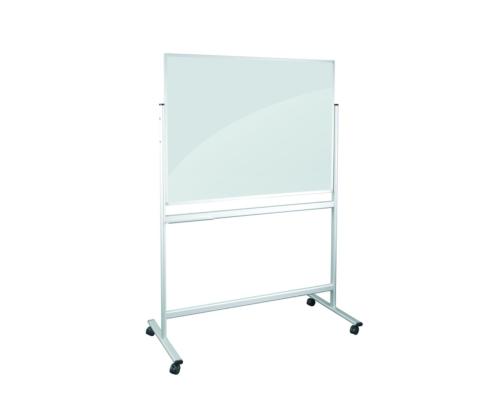 Klaastahvel ratastel 1200x900mm ümber telje pöörlev valge 2x3