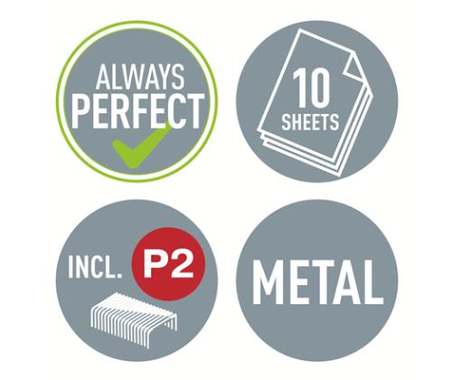 Klammerdaja & augulööja komplekt LEITZ Mini Wow 10 lehte pärlvalge (nr10 klambrid)