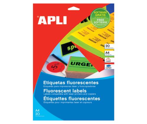 Kleebisetikett 99,1x67,7mm 20l APLI neoon kollane