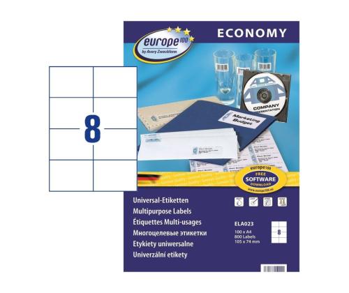 Kleebisetikett AVERY Economy 105x74mm 8 lehel 100 lehte