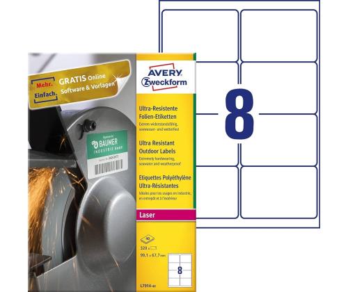 Kleebisetikett AVERY Zweckform 99,1 x 67,7mm 40 lehte ultra vastupidavad (L7914-40)