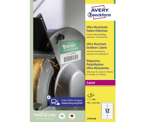 Kleebisetikett AVERY Zweckform 99,1x42,3mm 40 lehte ultra vastupidavad (L7913-40)