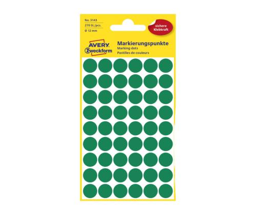 Kleebisetikett AVERY Zweckform Q12mm roheline 270tk (3143)