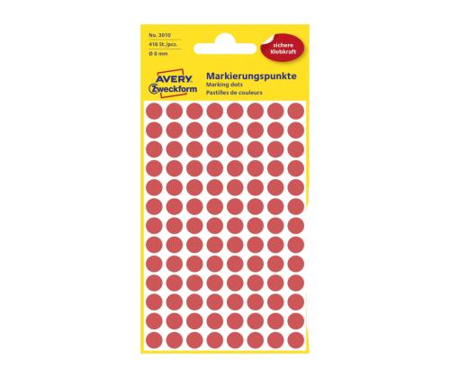 Kleebisetikett AVERY Zweckform Q8mm punane 416 tk (3010)