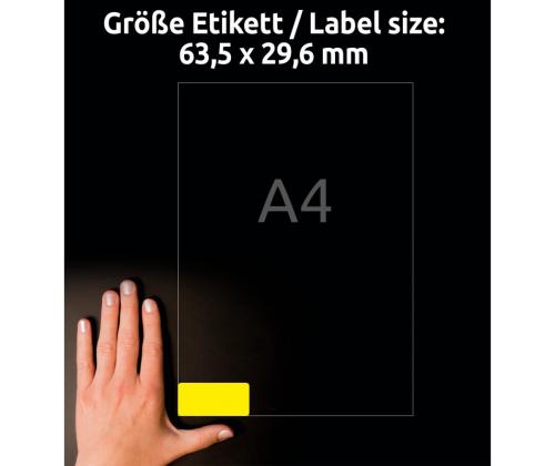 Kleebisetikett eemaldatav AVERY Zweckform 63,5x29,6mm 25 lehte pakis neoonkollane (L6004REV-25)