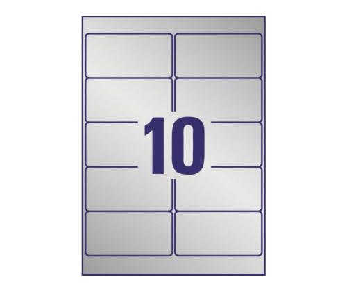 Kleebisetikett hõbedasest polüesterkilest AVERY Zweckform 96x50.8mm 20 lehte pakis (L6011.90)