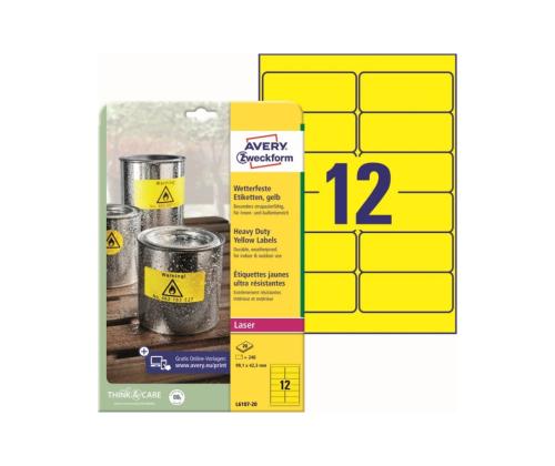 Kleebisetikett polüesterkilest ilmastikukindel AVERY Zweckform 99,1x42,3mm 20 lehte kollane (L6107-20)
