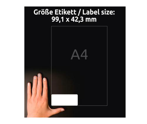 Kleebisetikett polüesterkilest ilmastikukindel AVERY Zweckform 99,1x42,3mm 20l permenentse liimiga (L4776-20)