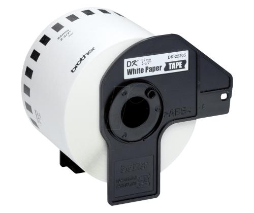 Kleepkirjalint BROTHER DK22205 paberteip 62mm x 30,48m valge termopaber