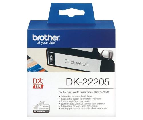 Kleepkirjalint BROTHER DK22205 paberteip 62mm x 30,48m valge termopaber